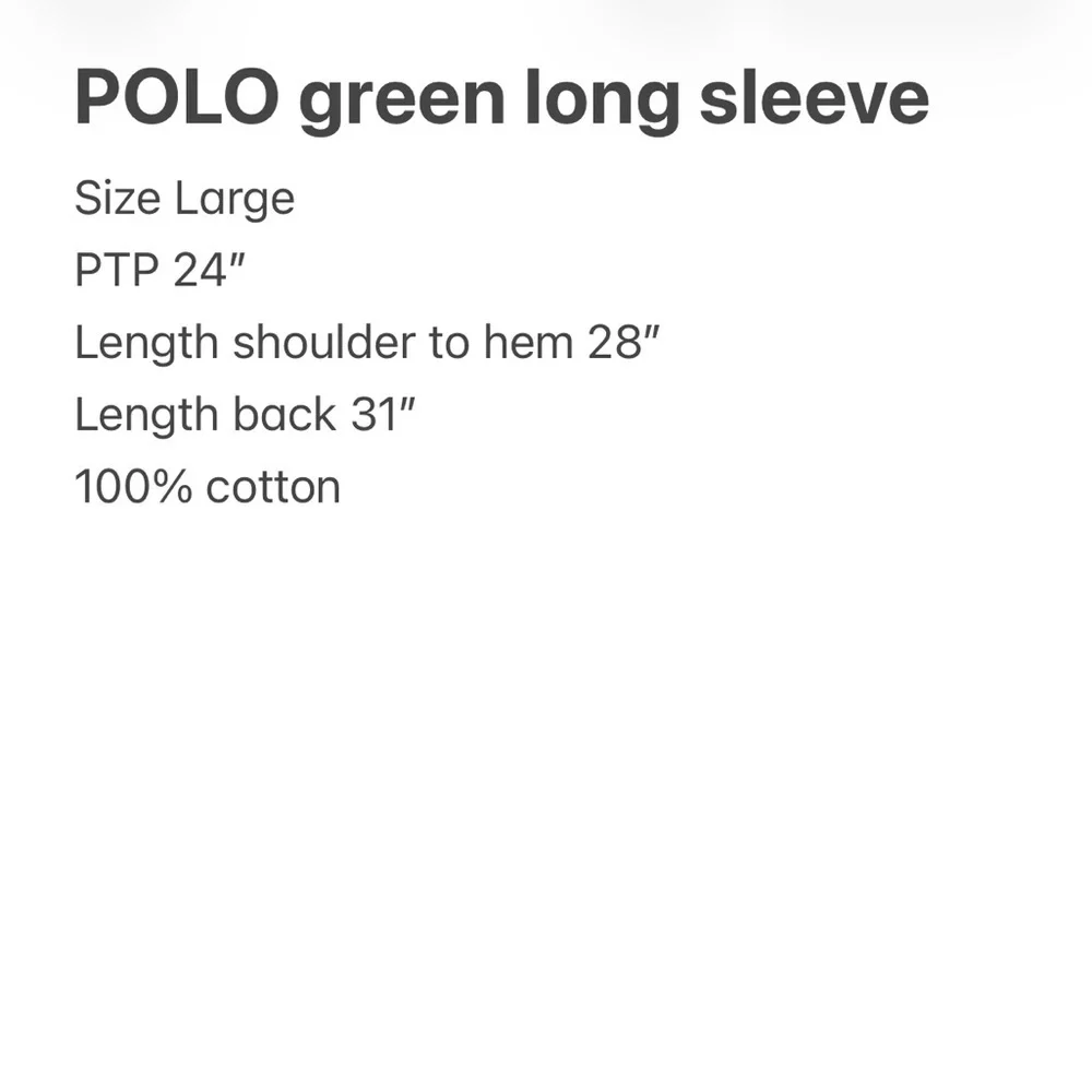 Polo Ralph Lauren Men's Dark Green Polo Shirt size Large Long Sleeve